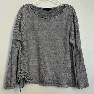 All Saints women Ryder Lin black and white striped long sleeve tee with side tie